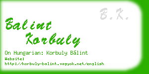balint korbuly business card